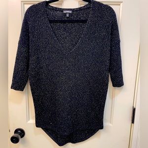 Express 3/4 Sleeve Gold Glitter Threaded Sweater